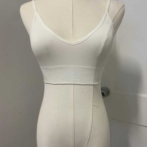 White Ribbed Crop Top/Bra - Picture 1 of 2